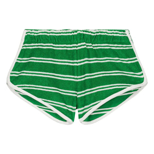 We Are Kids - Juju Gestreifte Bio-Baumwoll-Frottee-Shorts | Grün
