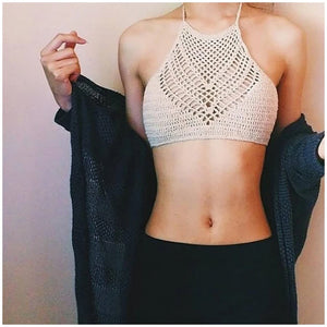Jesminda - Örme Haki Üçgen Seksi Bikini Üstü
