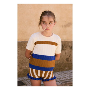 birinit - Jacquard Striped Ruffled Shorts | Caramel