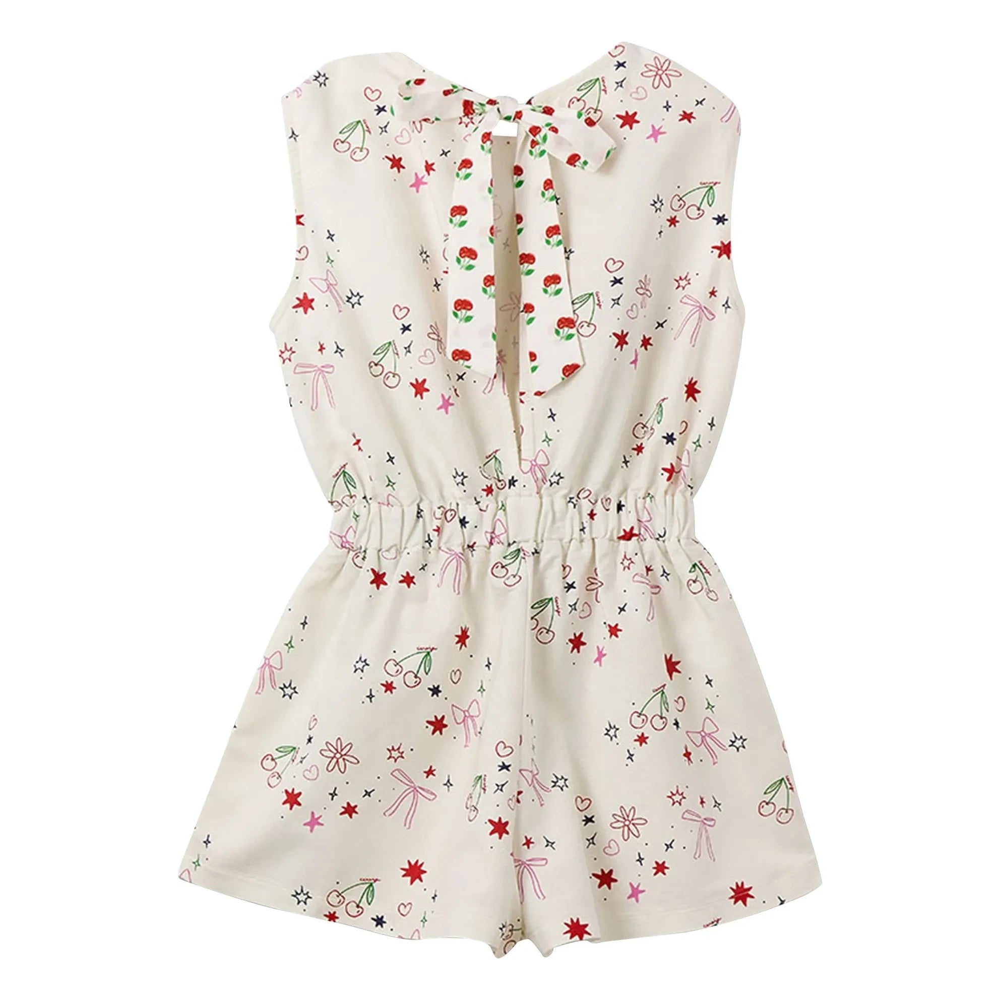 Fabula - Cherry Patterned Jumpsuit | White