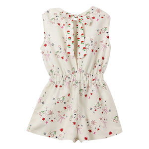 Fabula - Cherry Patterned Jumpsuit | White