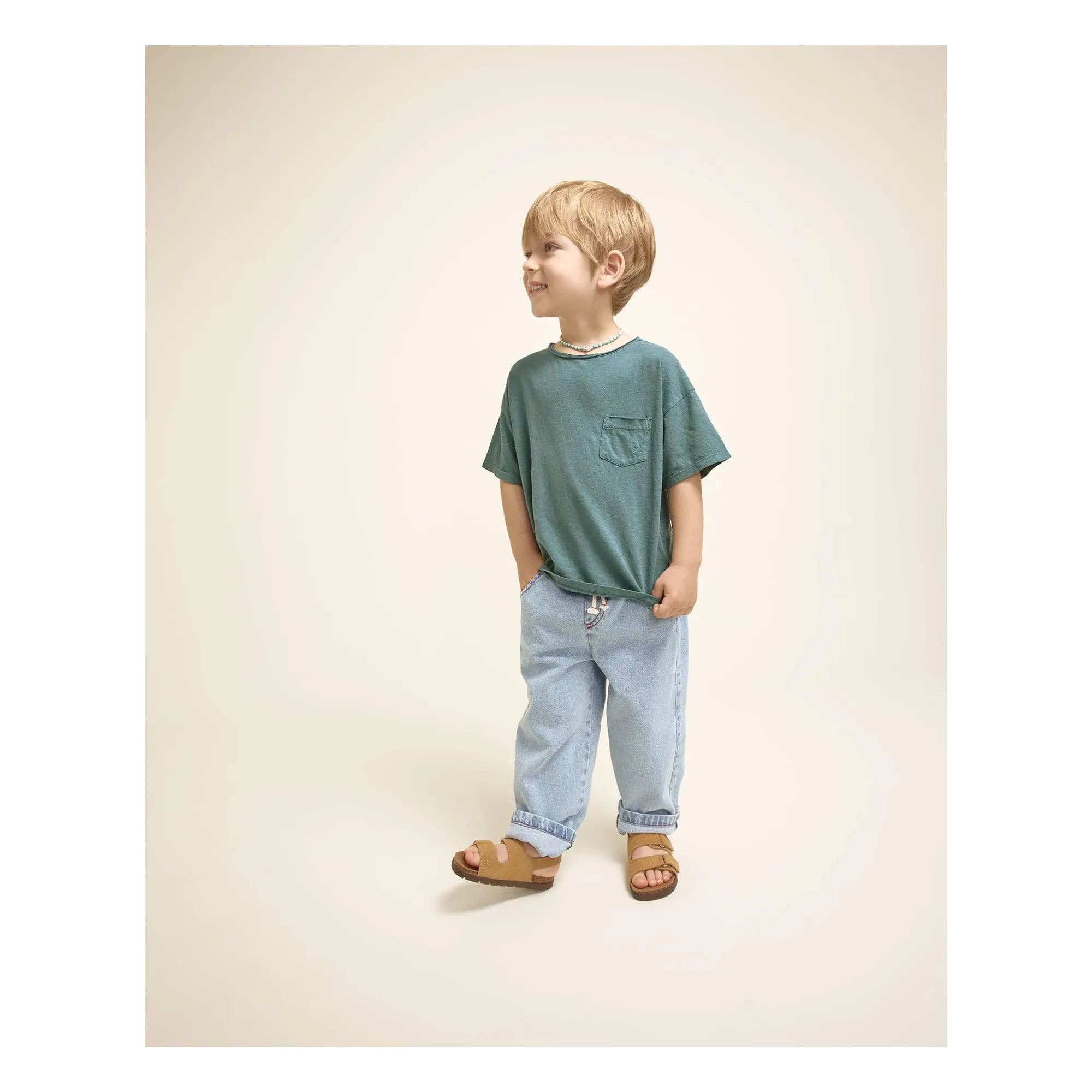 Búho - T-Shirt mit Leinentasche | Peacock Blue