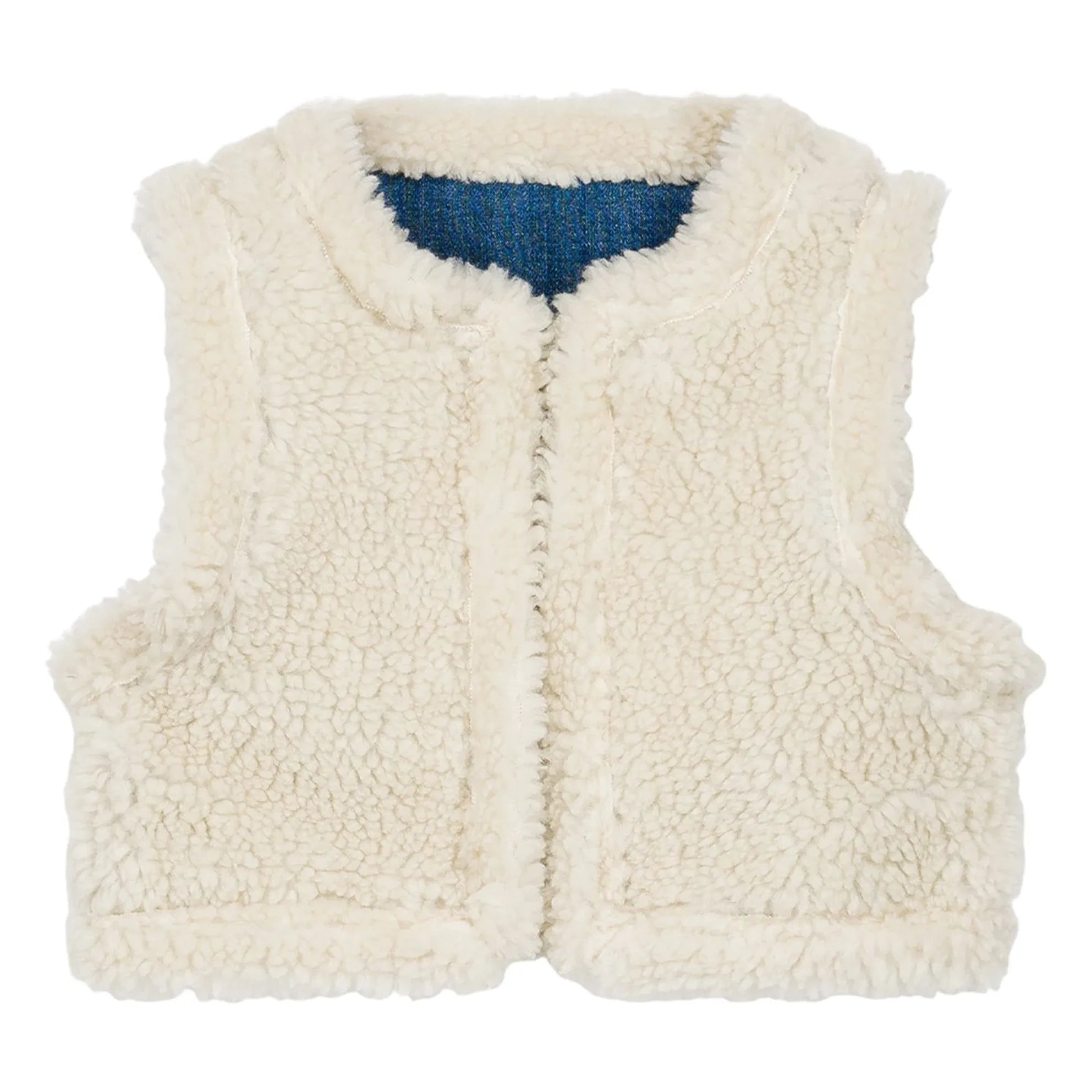Louise Misha - Reversible Sleeveless Faux Fur Jacket Librana | Denim Blue