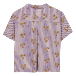 birinit - Striped Organic Cotton Cinca Pocket Shirt | Powdery Purple