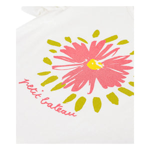 Petit Bateau - Gekräuseltes T-Shirt mit Blumenmuster aus Bio-Baumwolle | Weiß