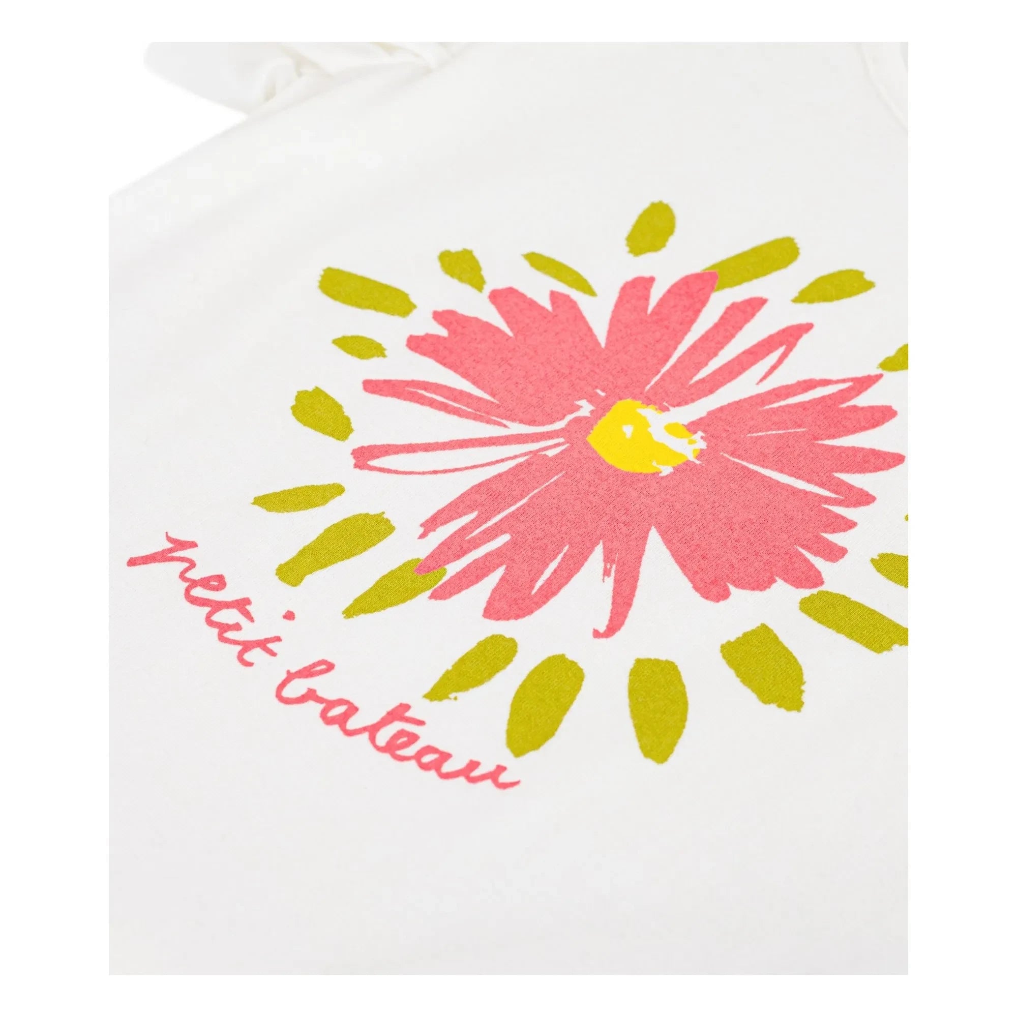 Petit Bateau - Gekräuseltes T-Shirt mit Blumenmuster aus Bio-Baumwolle | Weiß
