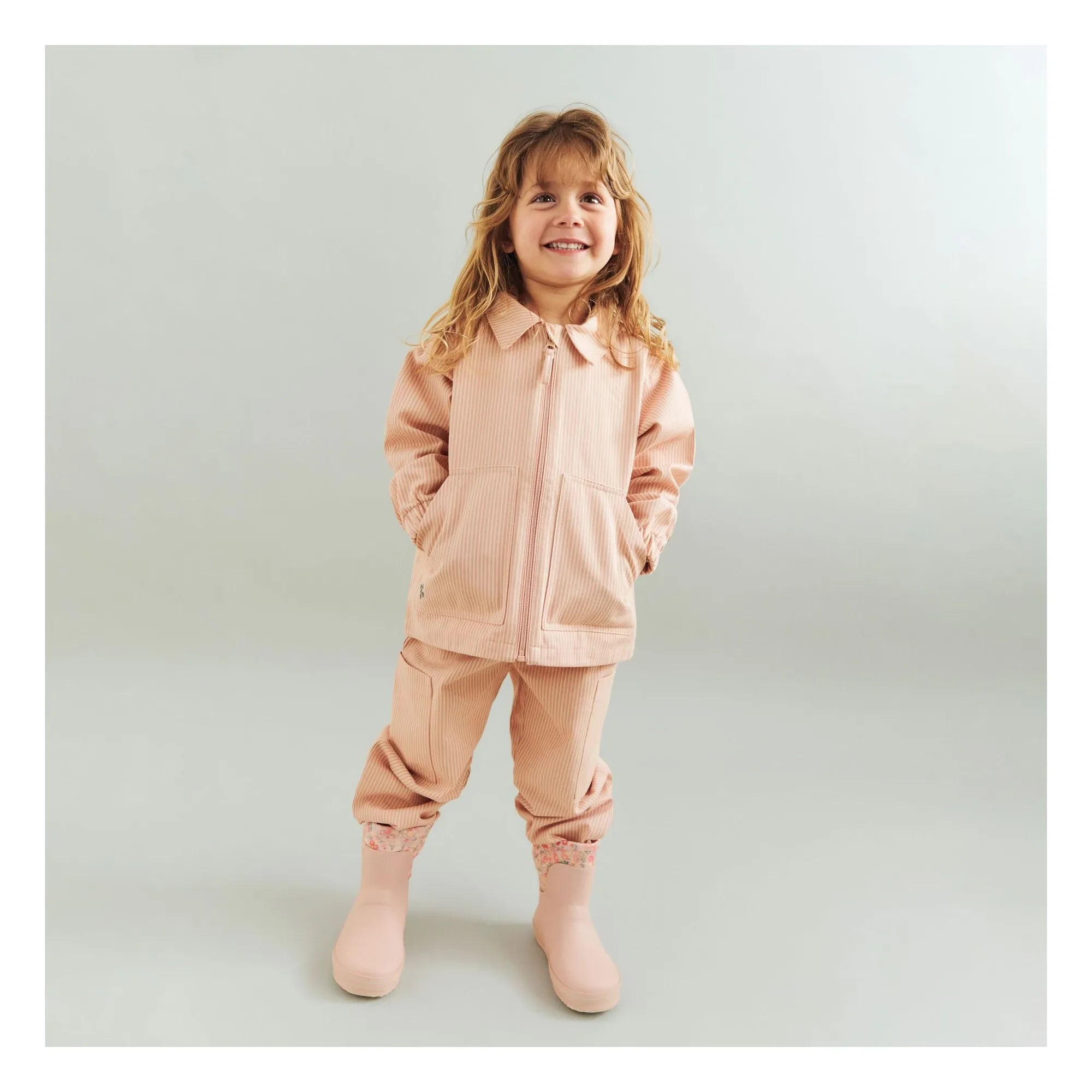 Weizen - Gestreifte Bio-Baumwolljacke Bofo | Pfirsich