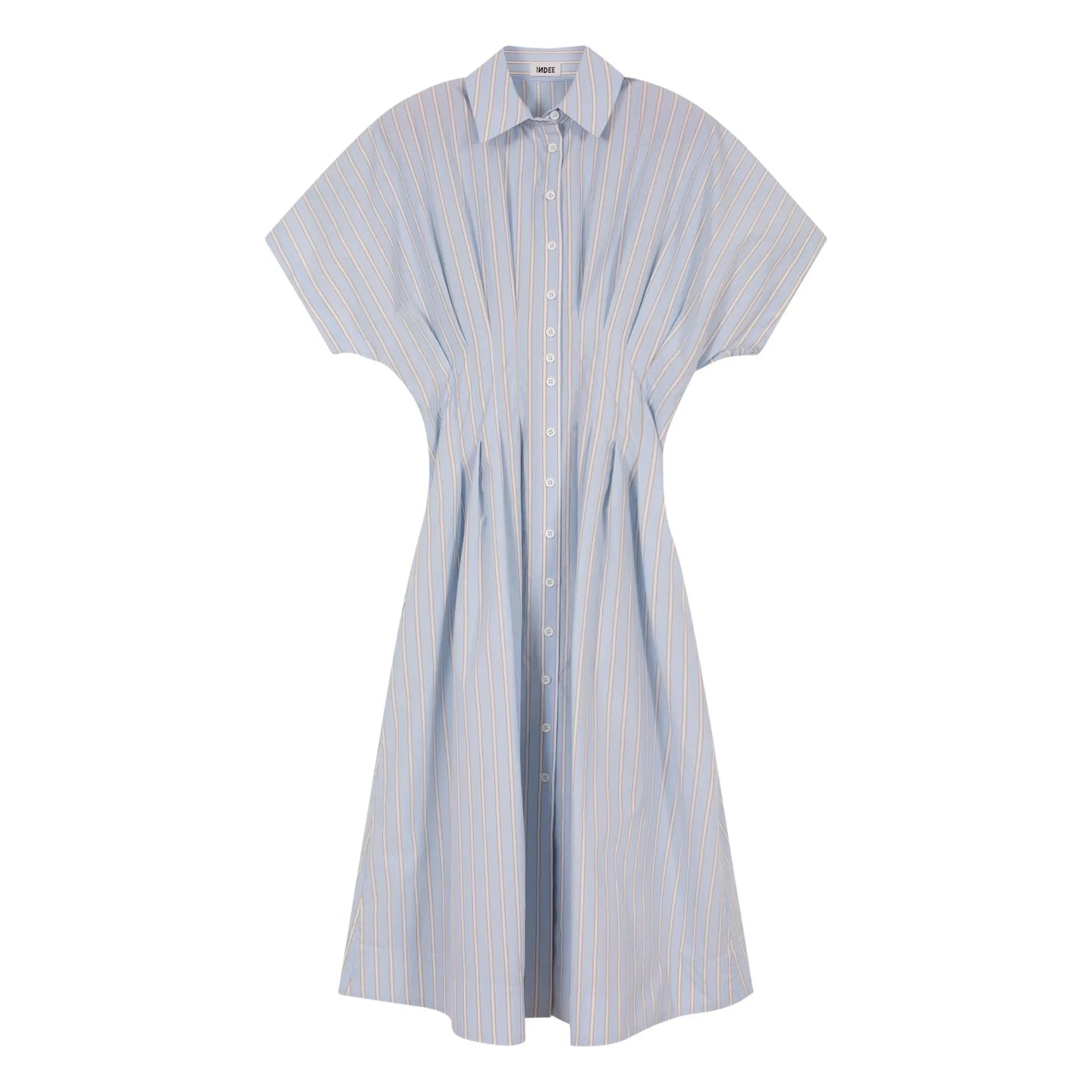 Indee - Gestreiftes Valois Hemdkleid | Hellblau