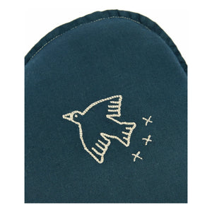 Nobodinoz - Cloud Pillow with Bird Embroidery - French Linen | Night Blue