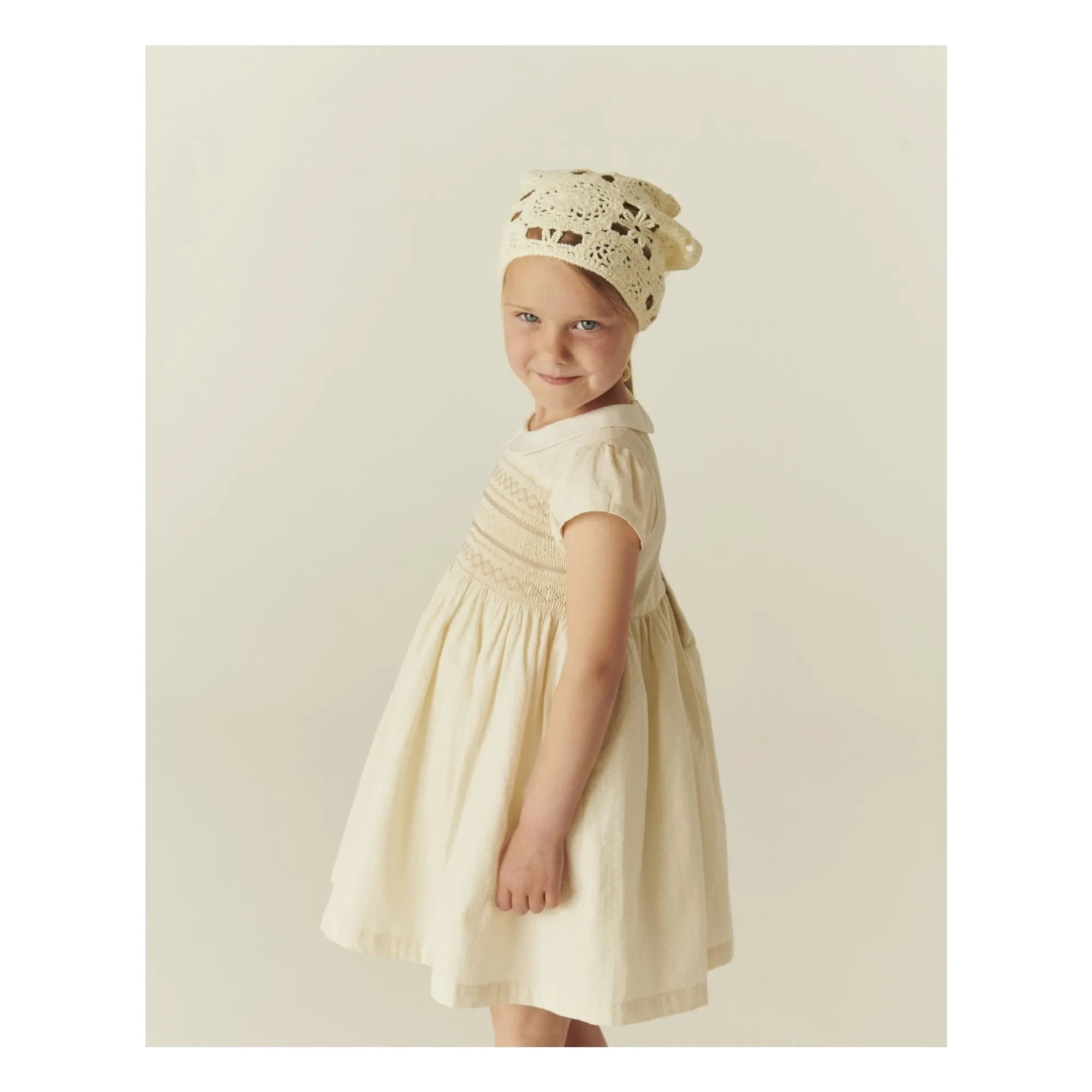 Copenhagen Colors - Gathered Collar Dress Organic Cotton | Cream