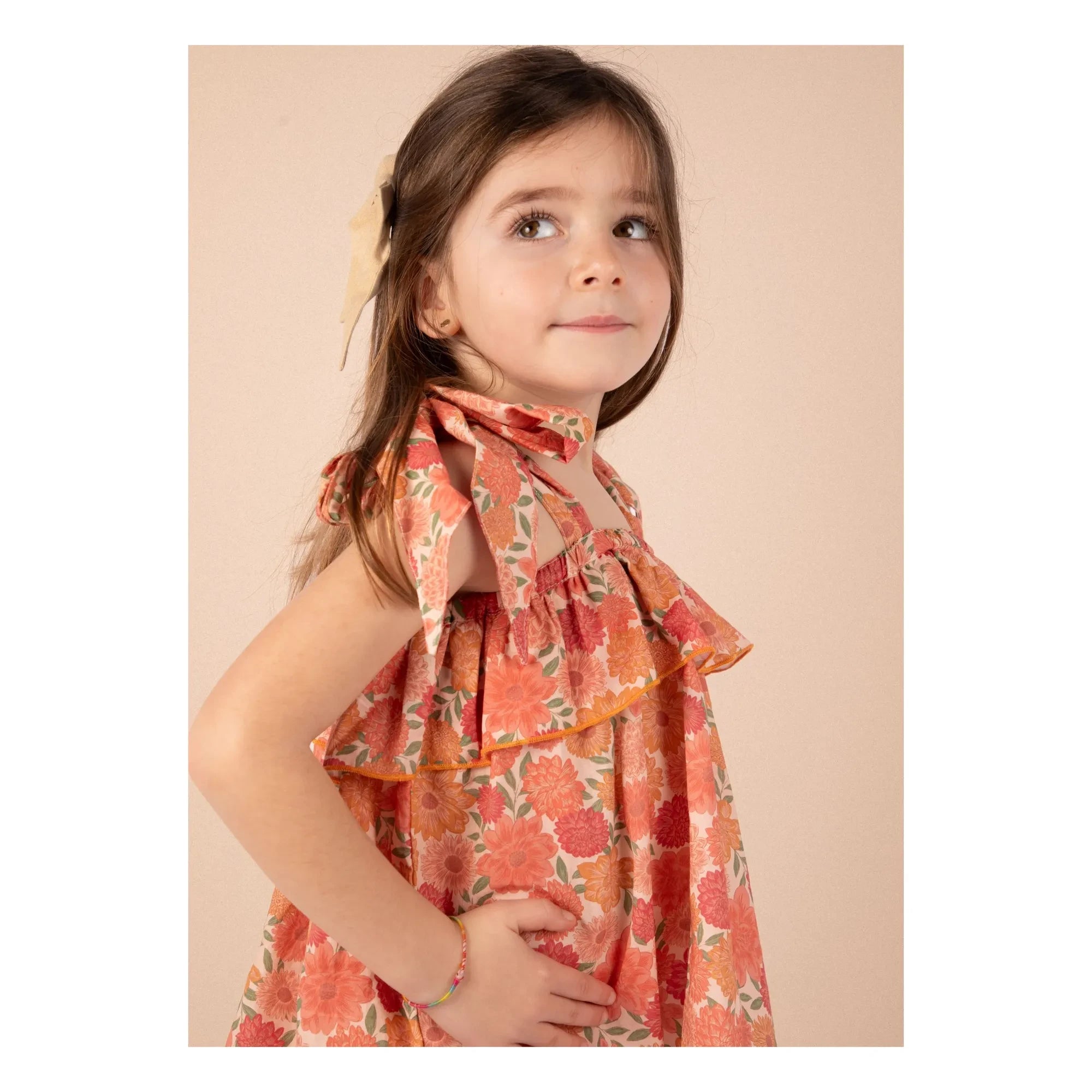 Loir - Castille Blouse Organic Cotton Flowers | Coral