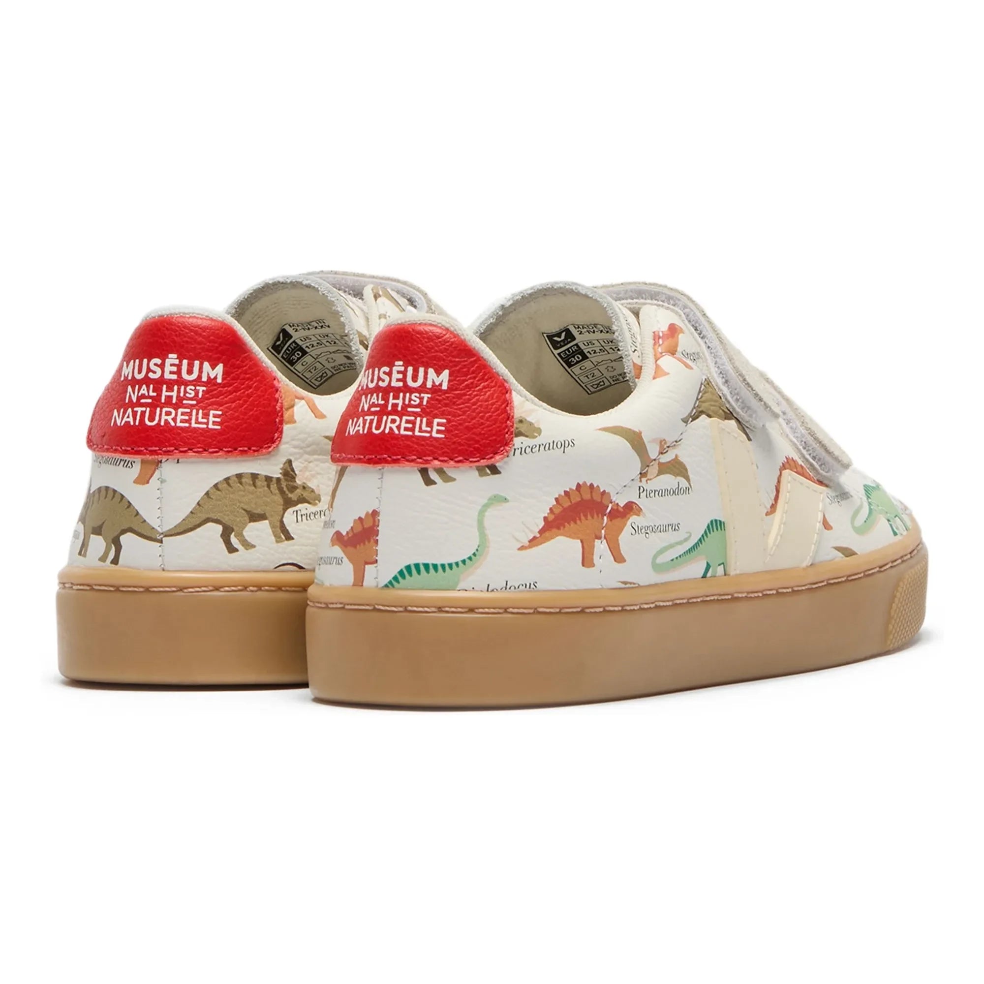 Veja - Veja x Museum Small Esplar Dinosaurs Leather Striped Sneakers | White