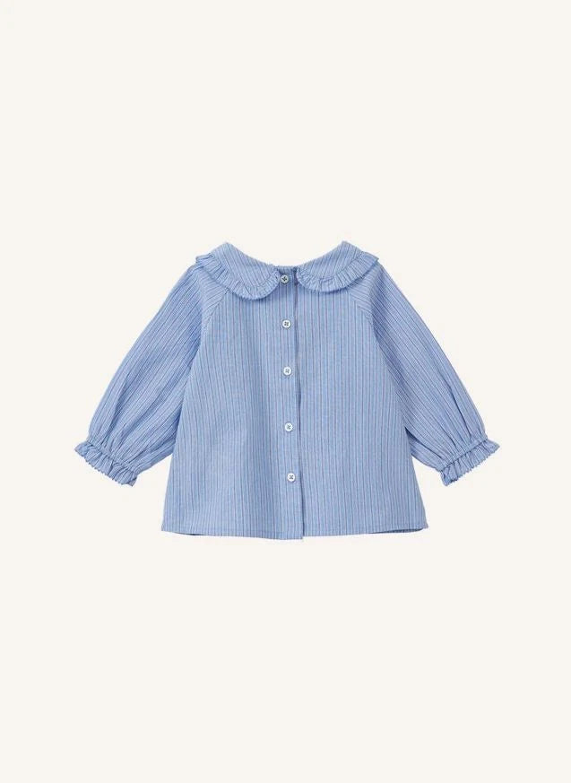 Caramel - Harper Çizgili Poplin Bluz | Mavi