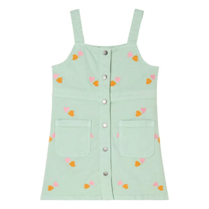 Stella McCartney Kids - Organik pamuk kalp elbise | Yeşil su
