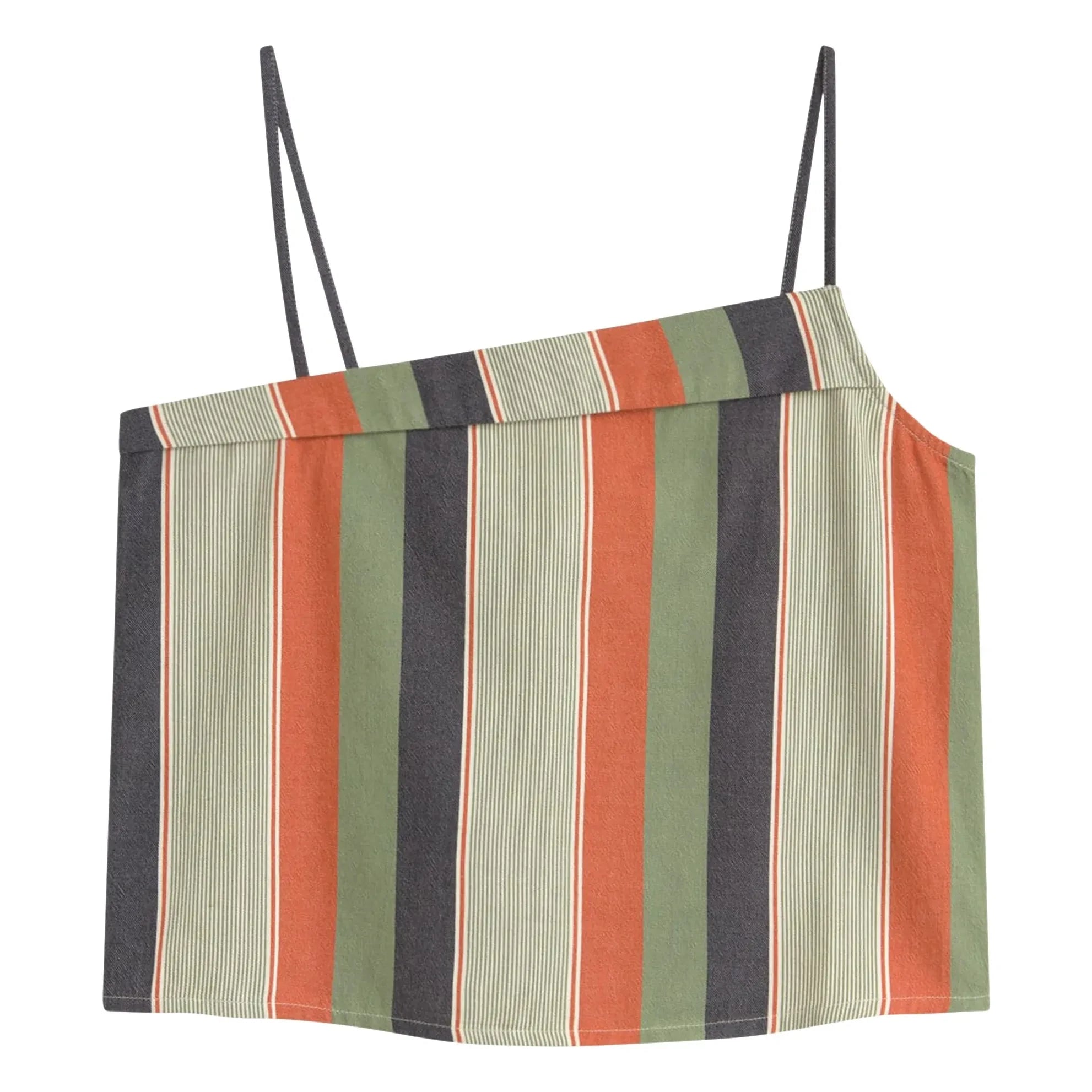Thinking Mu - Raida Çizgili Organik Pamuk Üst | Turuncu