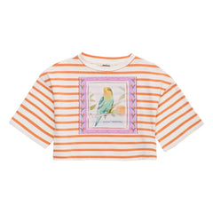 Maison Mangostan – Gestreiftes Crop-T-Shirt | Orange