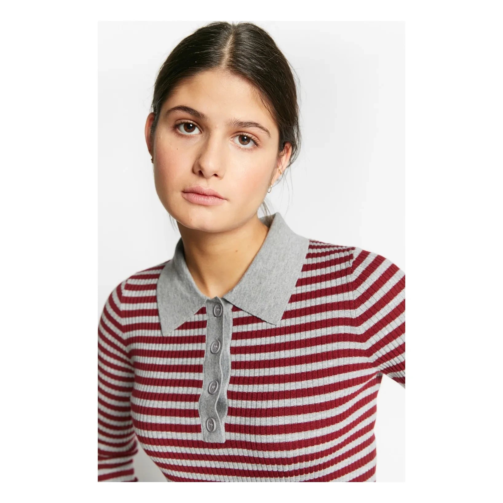 Indee - Çizgili Wallaby Polo Tişört | Bordo