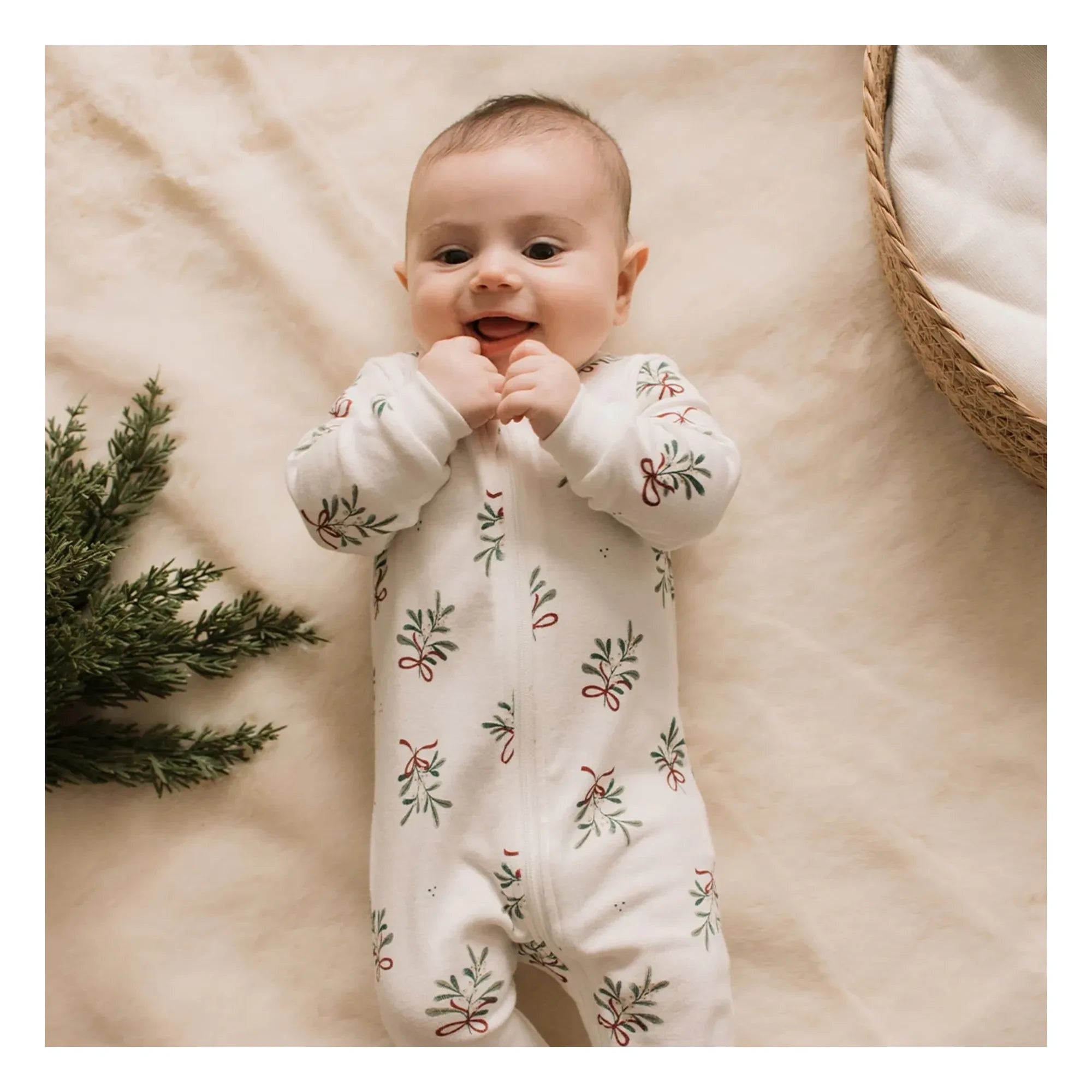 Petit Lem - Ökseotu Ayaklı Pijama Organik Pamuk | Beyaz