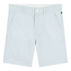 Petit Bateau - Striped Bermuda Shorts Seersucker Organic Cotton | Light Blue