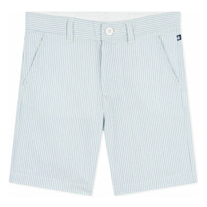 Petit Bateau - Striped Bermuda Shorts Seersucker Organic Cotton | Light Blue