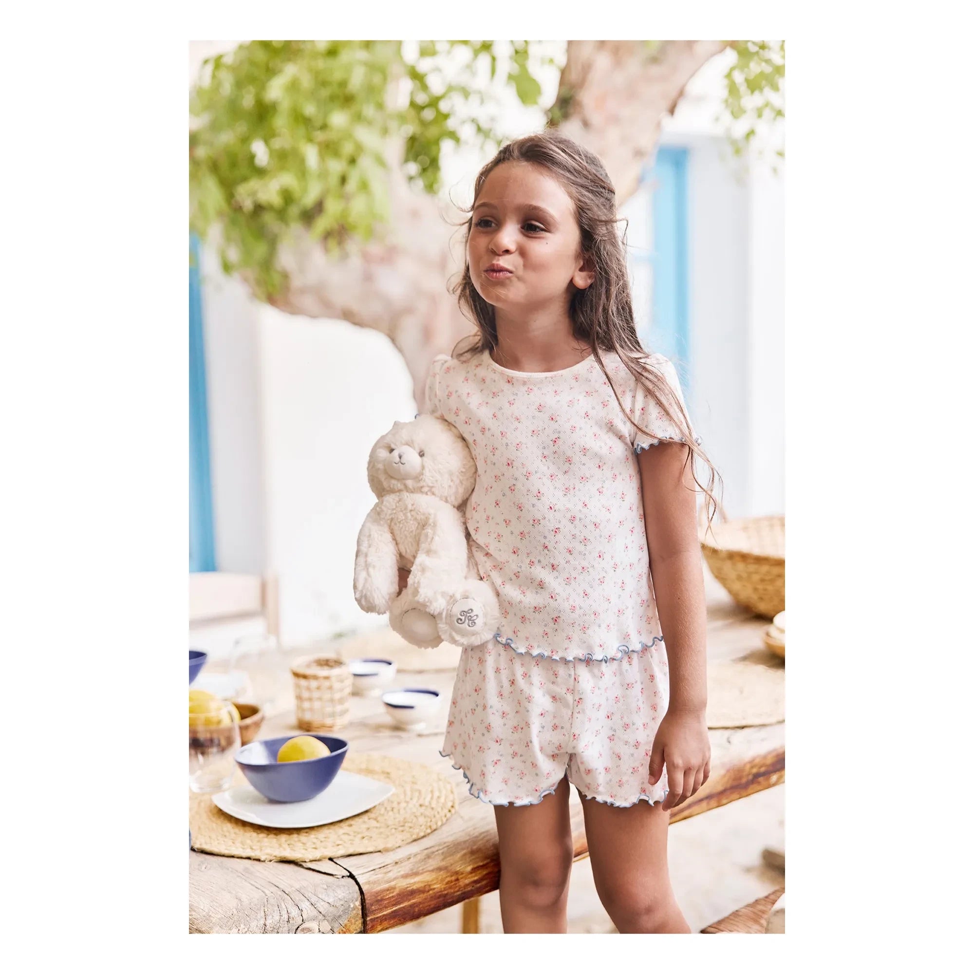 Tartine et Chocolat - Kurzer Blumenpyjama | Ecru