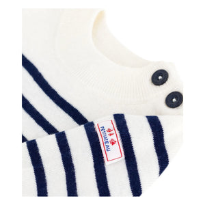 Petit Bateau - Marinière Logo Wool Sweater | White