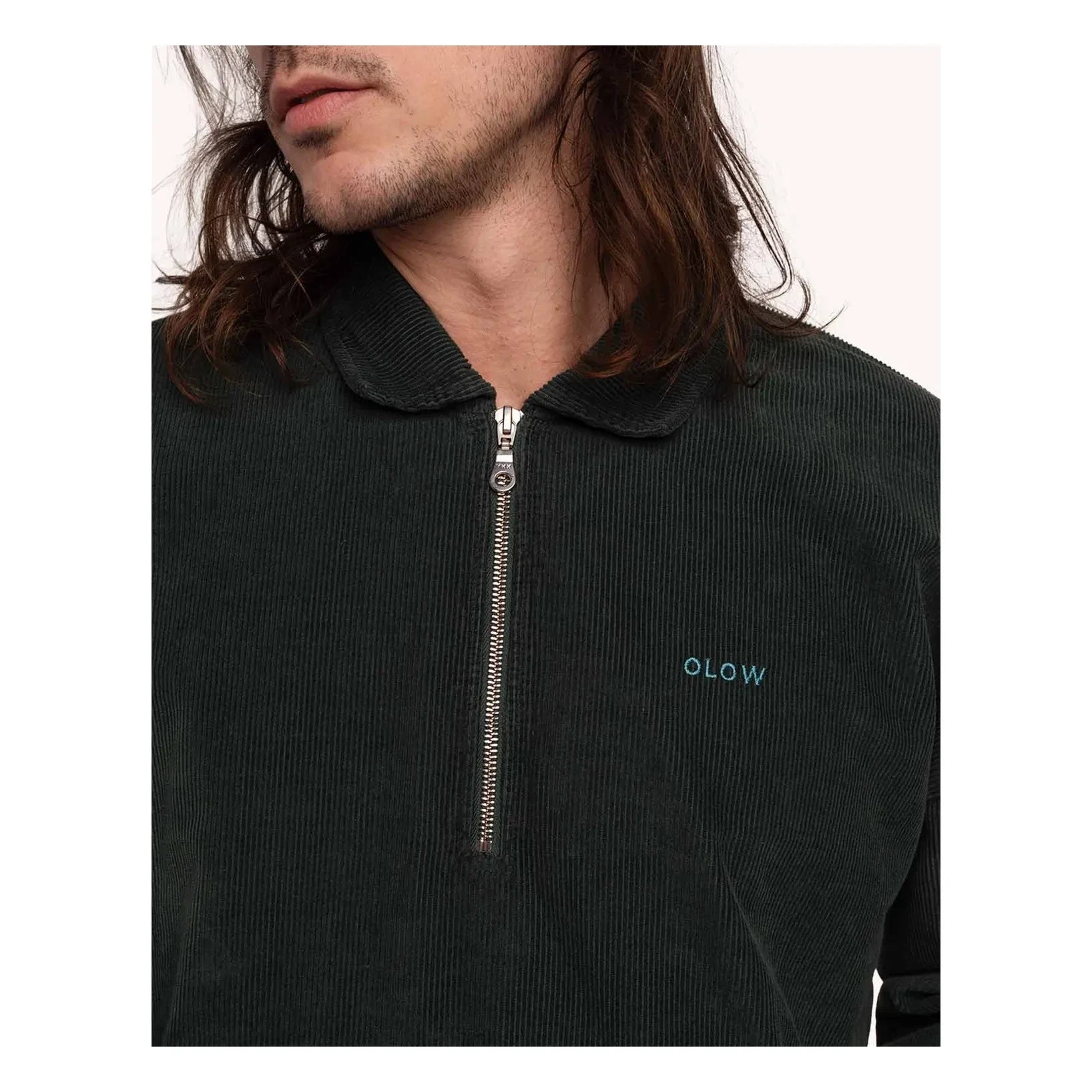 Olow - Manso Yarım Fermuarlı Sweatshirt | Koyu yeşil