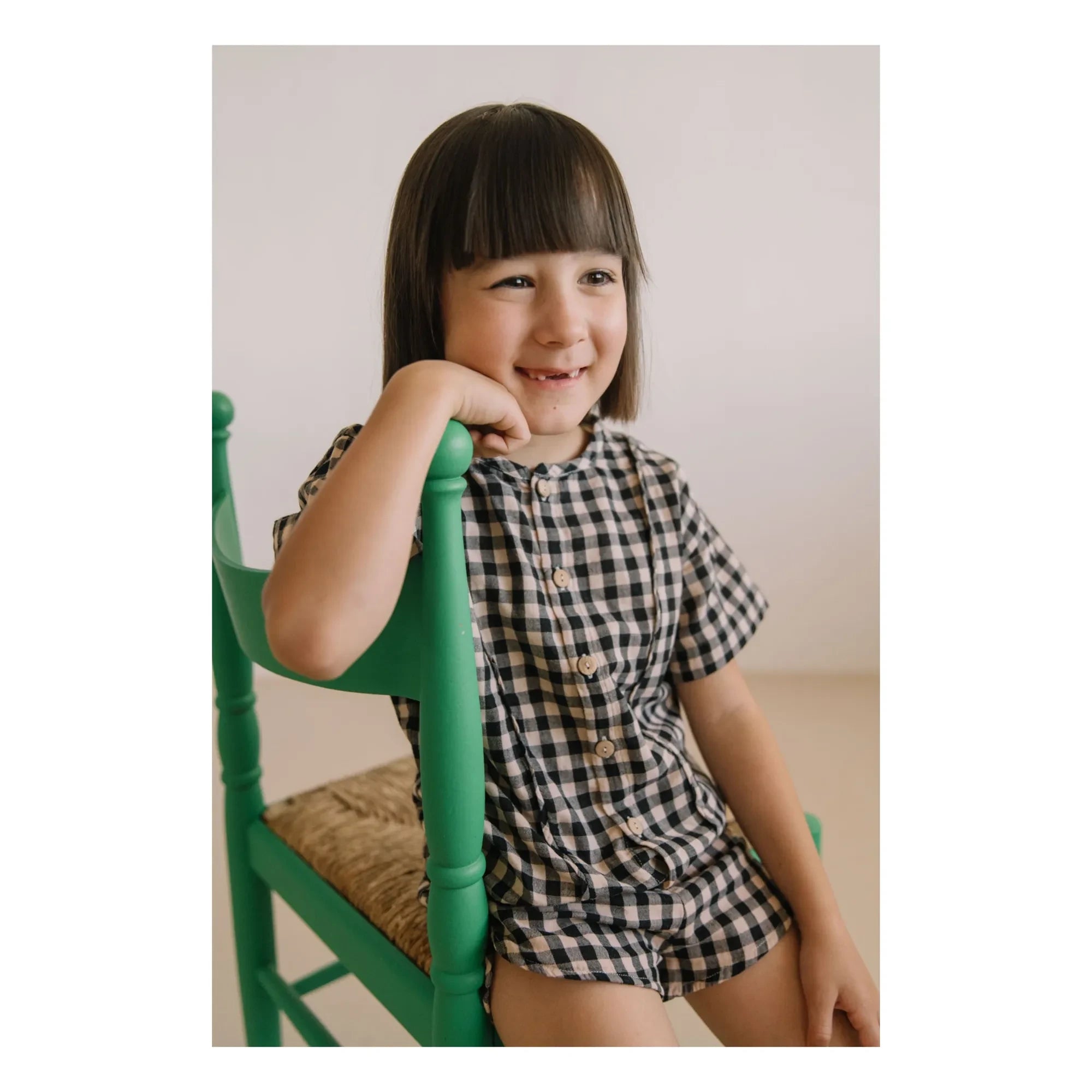 Studio Bohème - Thelme Vichy Bluse aus Bio-Baumwollgaze | Schwarz