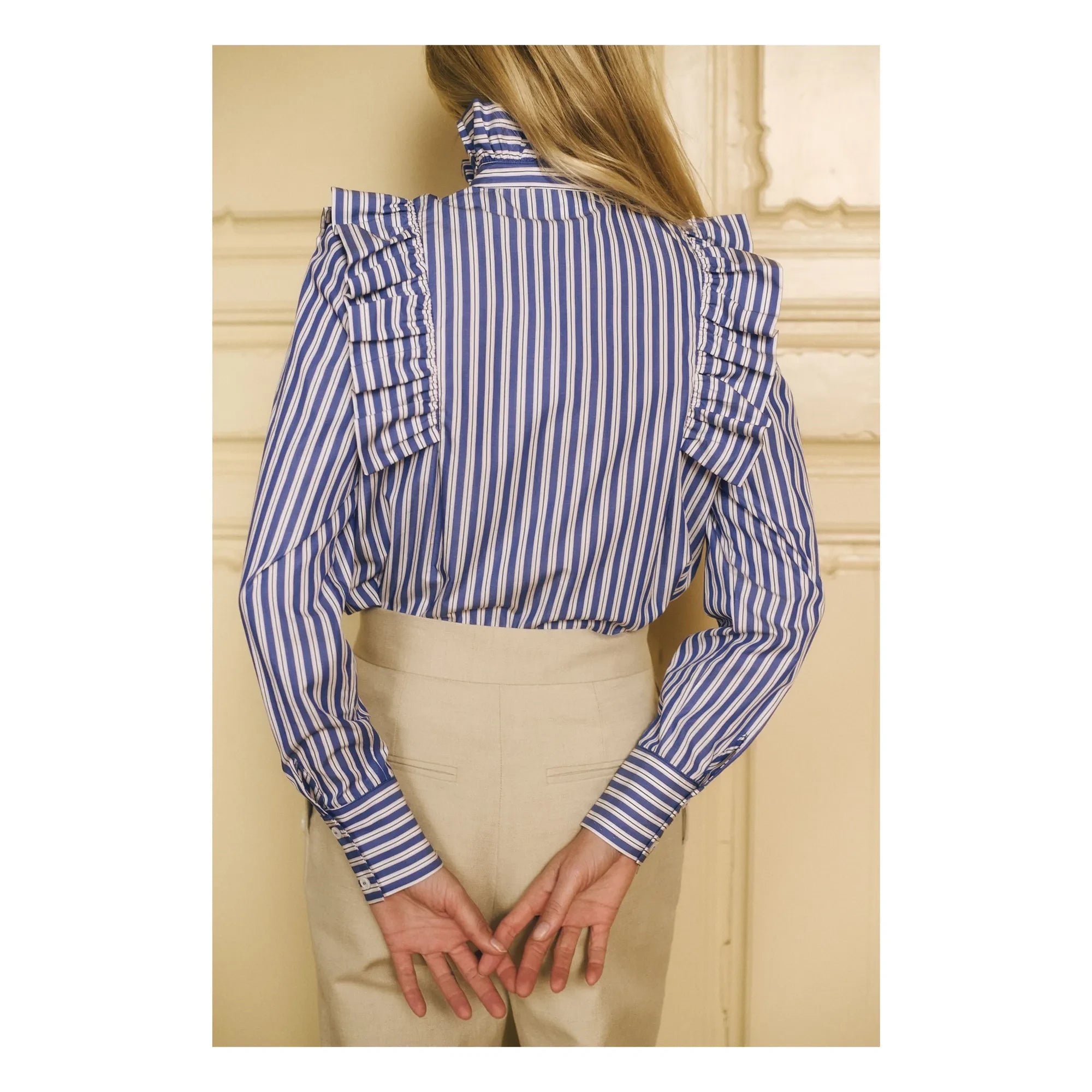 Maria de la Orden - Mizou Gestreifte Baumwollbluse | Blau