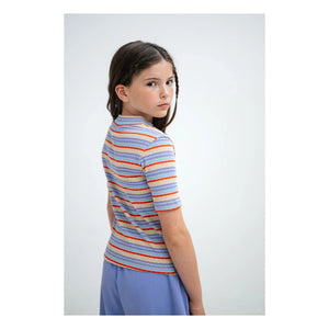 Repose AMS - Striped Ribbed Organic Cotton T-Shirt | Lilac