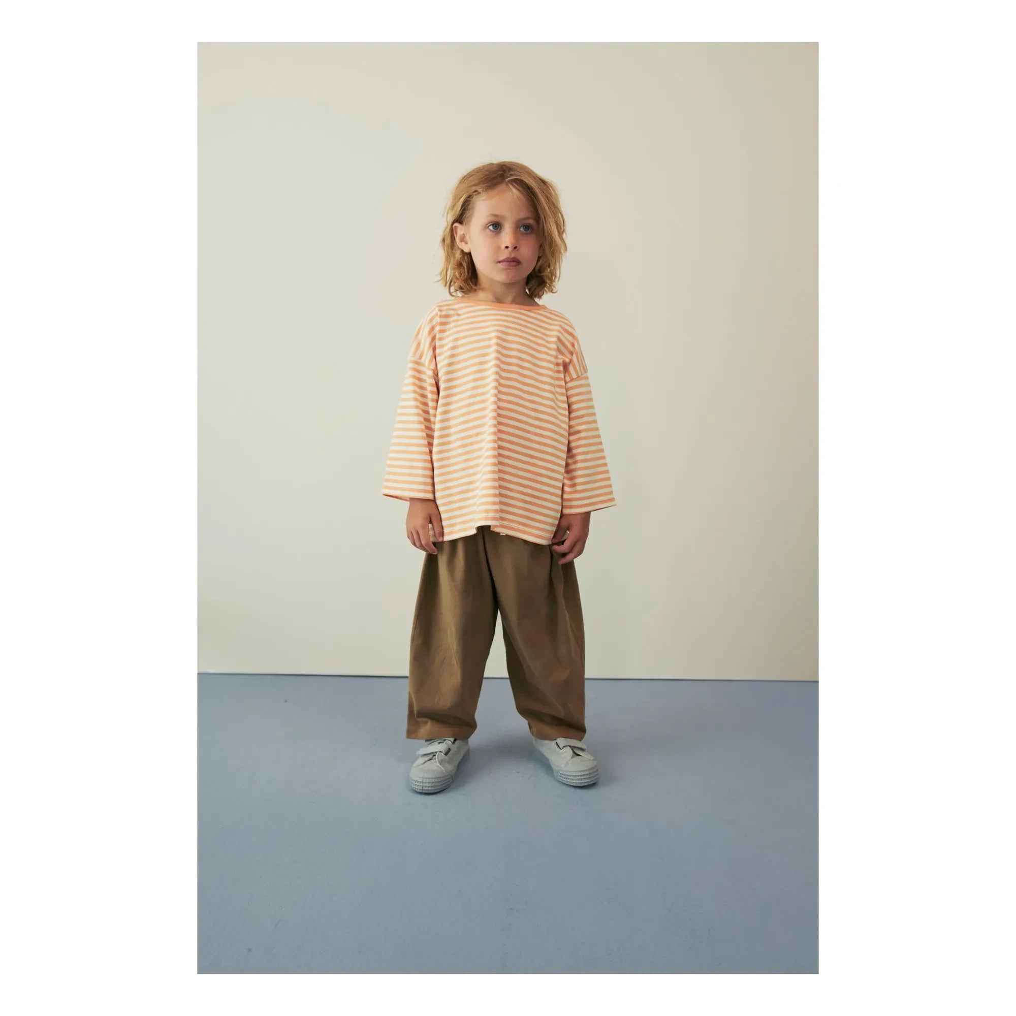 Gray Label - 3/4 Kollu Çizgili Organik Pamuk Tişört | Apricot