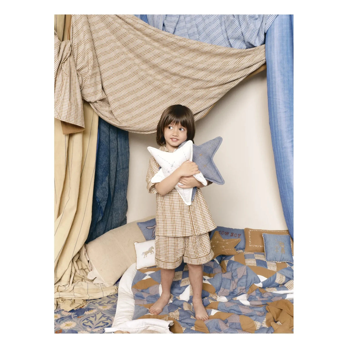 Editions Aimable - Ferdinand star cushion | Blue Chambray