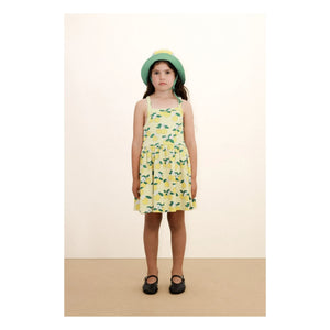 Tinycottons - Orangefarbenes Bio-Baumwollkleid | Blassgelb