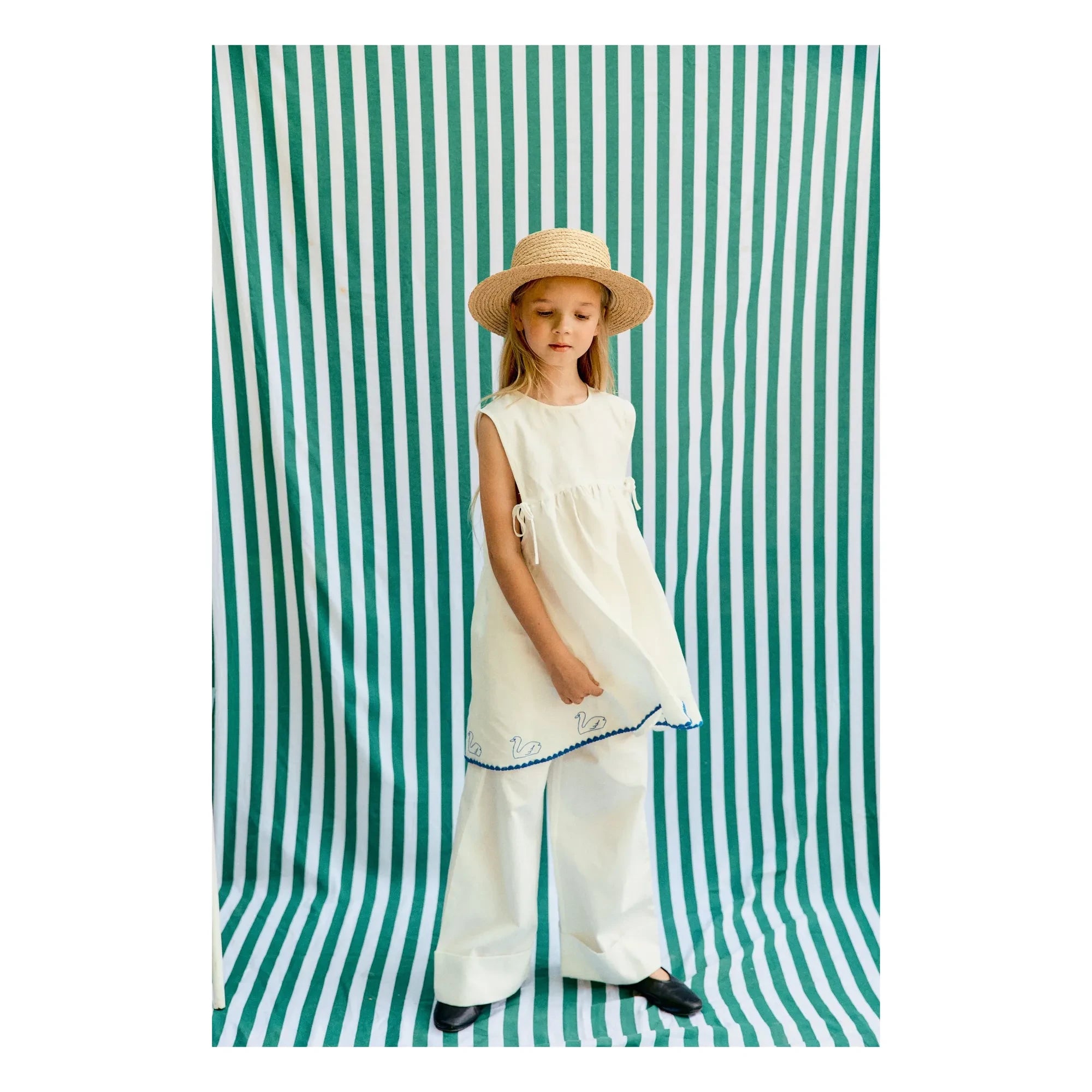 Tinycottons - Swans Keten Elbise | Beyaz
