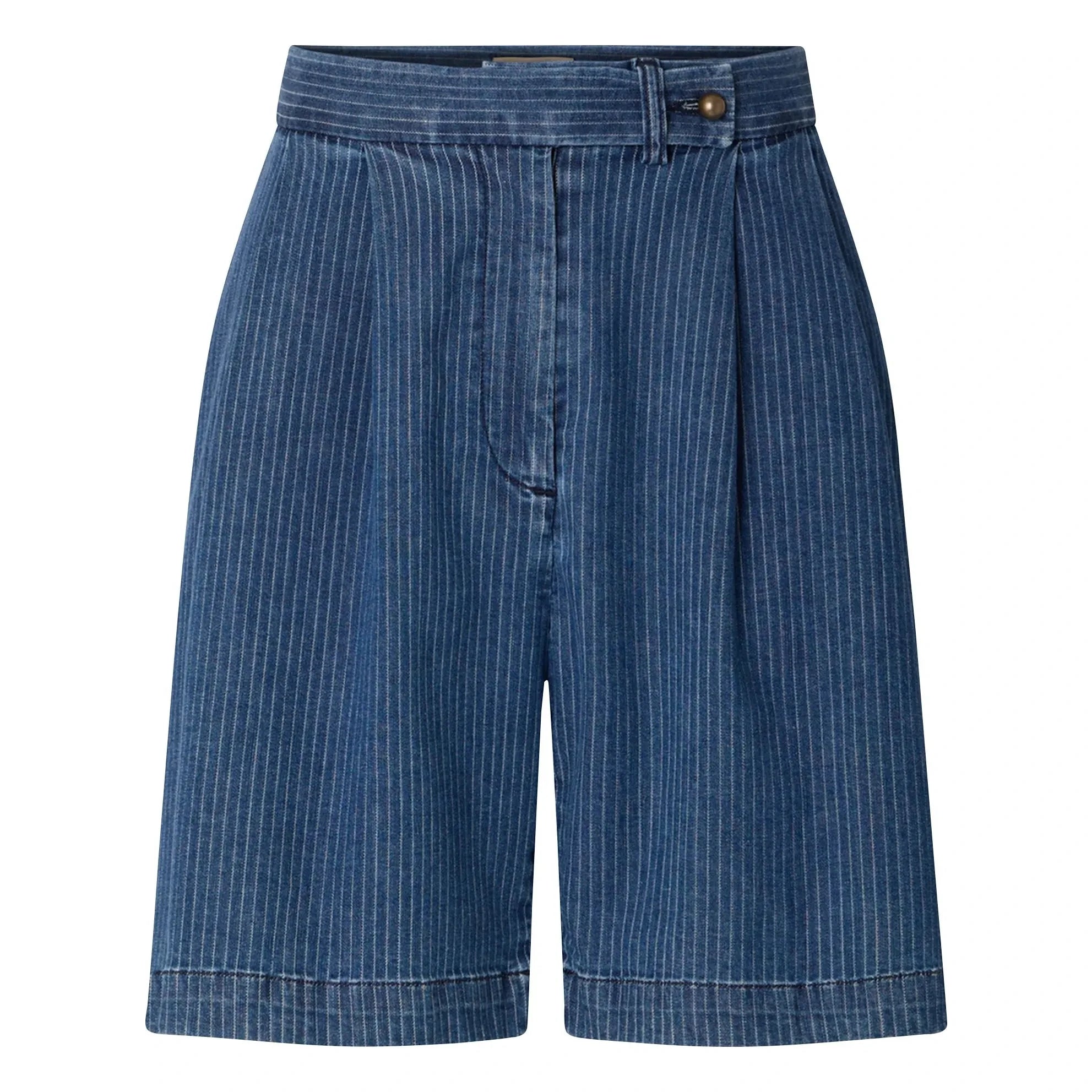 Sessùn - Santa Port Cotton Striped Shorts | Navy Blue