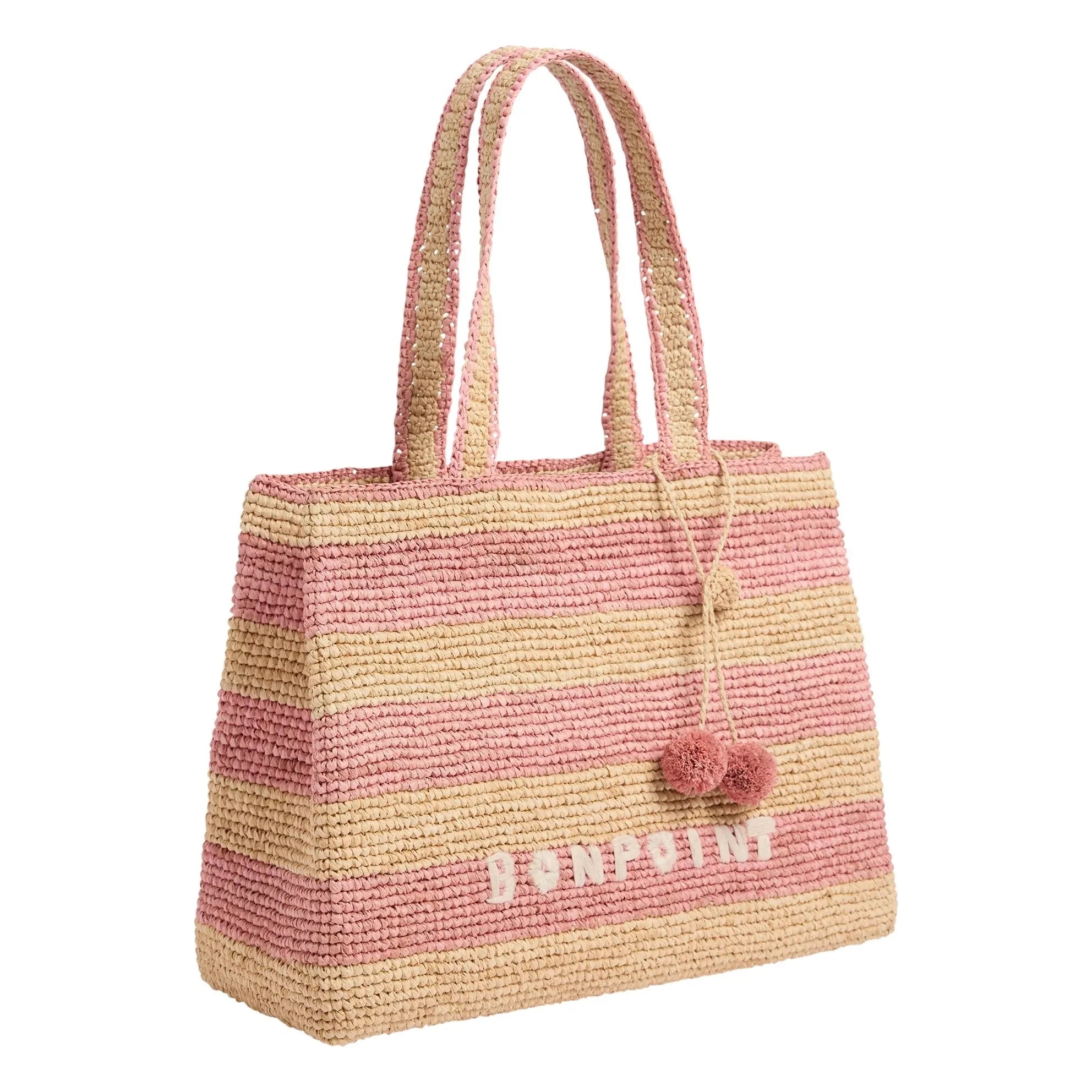 Bonpoint - Esma Çizgili Rafya Çanta | Natural