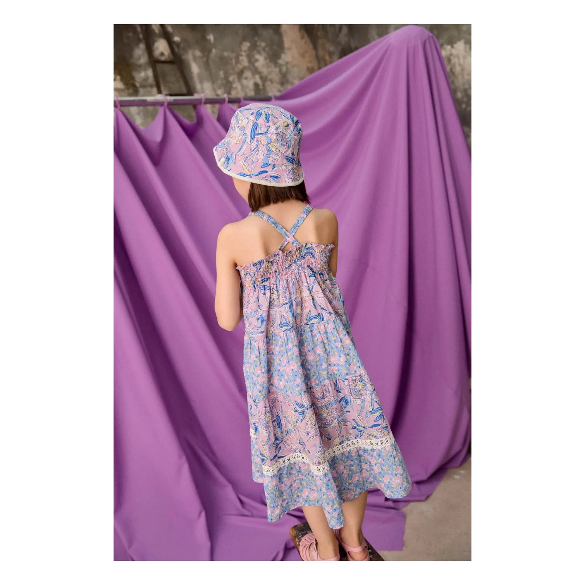 Louise Misha - Flowery Organik Pamuk Marcelinette Straplez Elbise | Mor