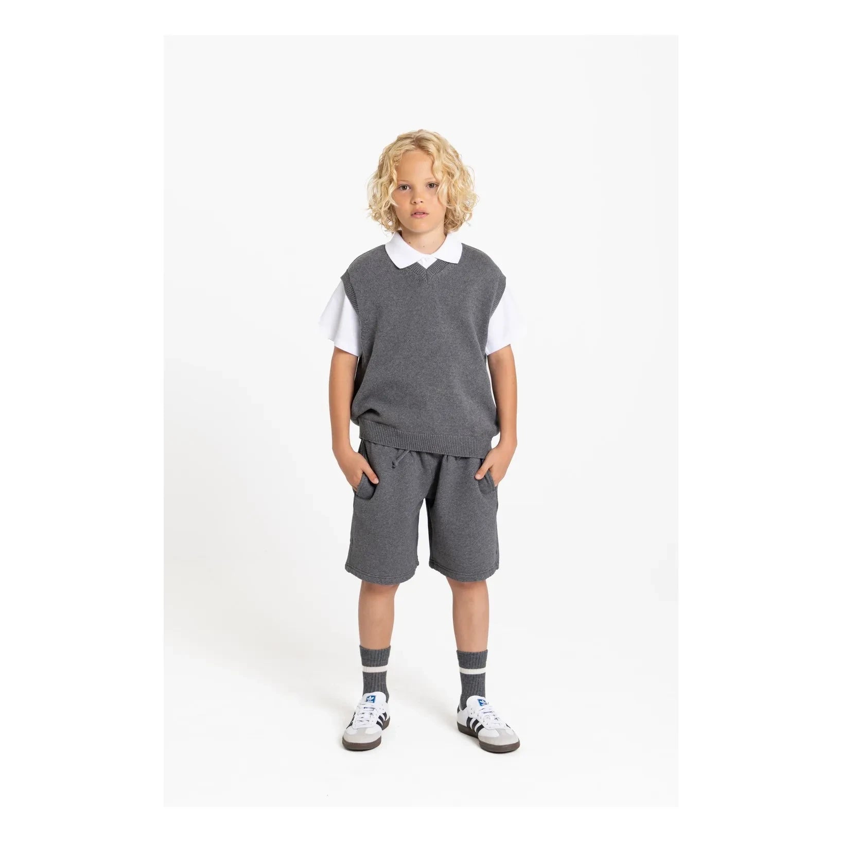 Smallable Kid - Webtminster Organic Cotton Shorts | Heather grey