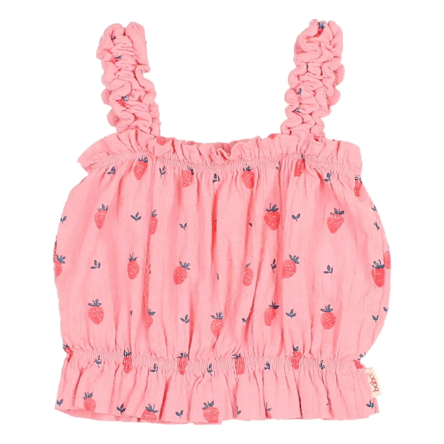 Búho - Organic Cotton Strawberry Ruffled Top | Pink
