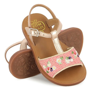 Pom d'Api - Sandaletler Plagette Raphia Brod | Pembe