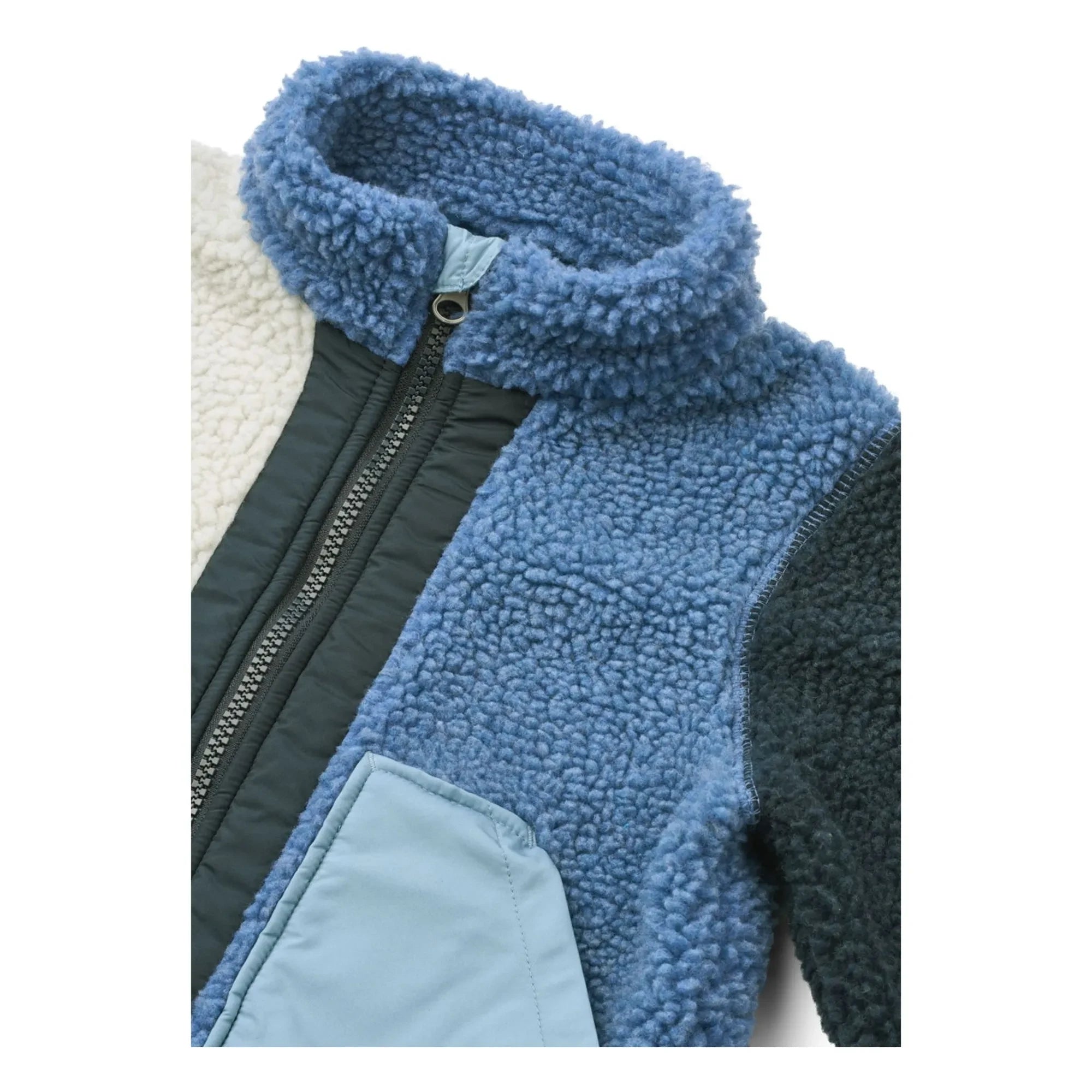 Liewood - Noam Sherpa-Fleecejacke aus recycelter Faser mit Farbblöcken | Blau