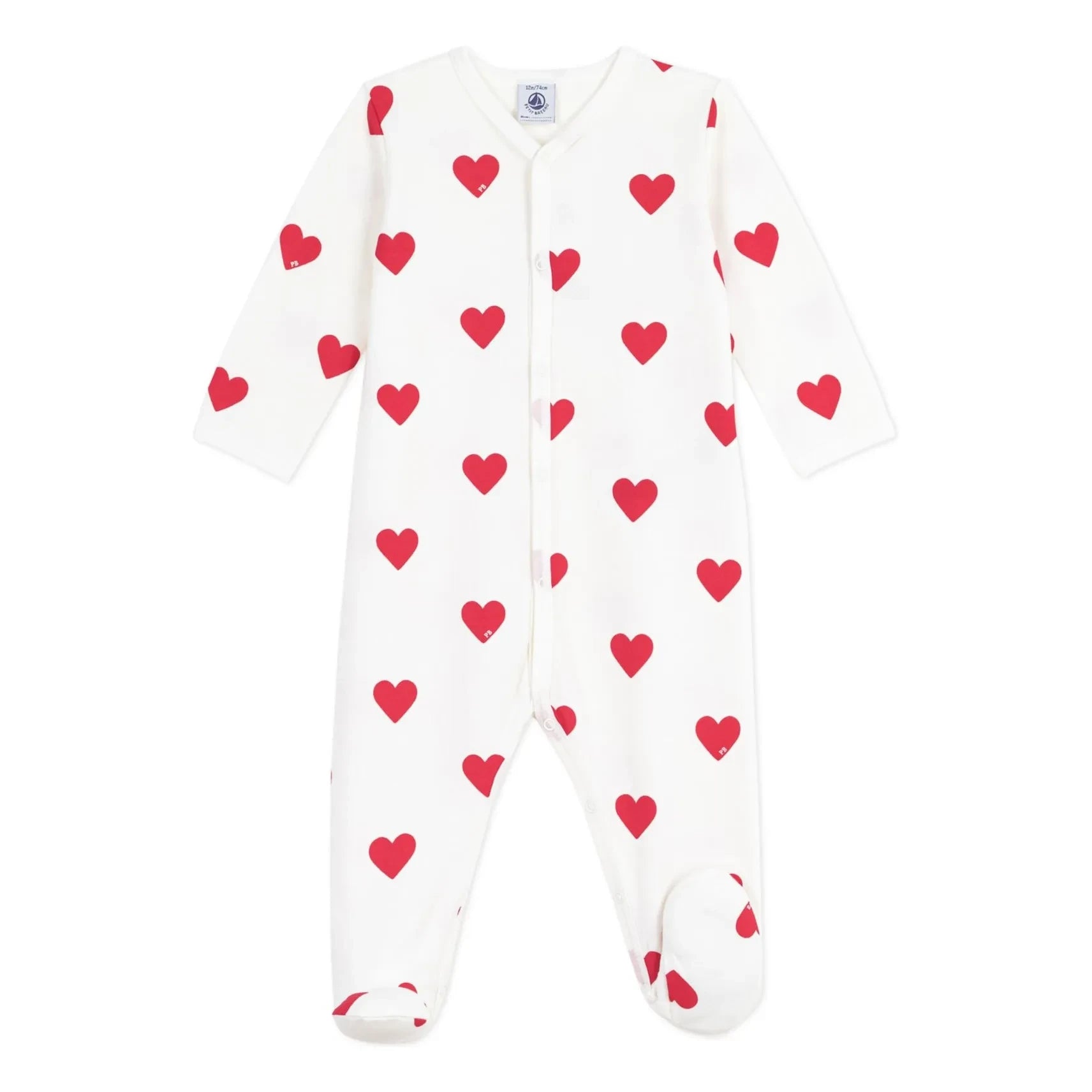 Petit Bateau - Dors Bien Cœurs Molleton Pijama | Beyaz