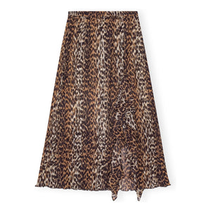 Ganni - Geri Dönüştürülmüş Elyaf Georgette Etek | Leopar