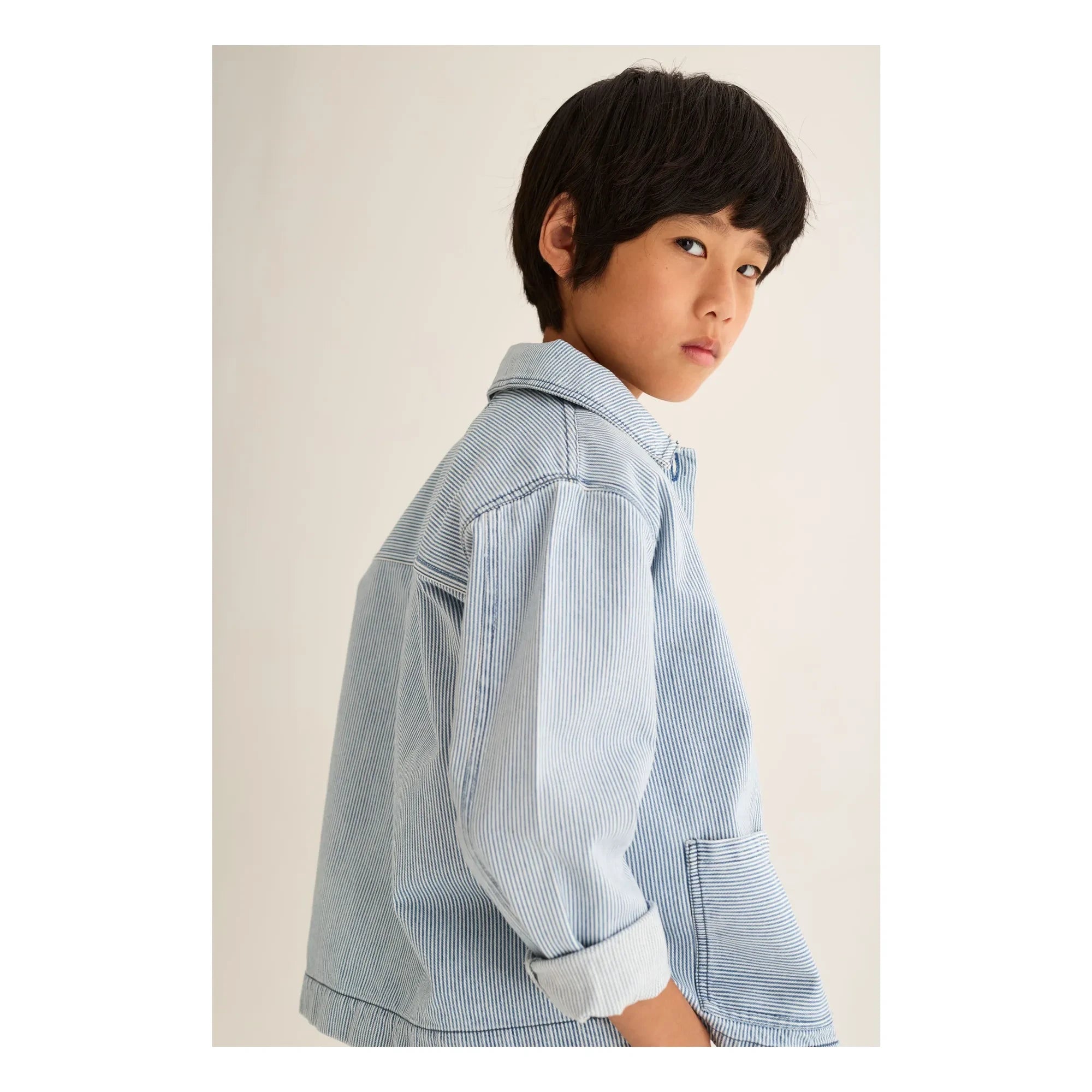 Cozmo - Denim Ridge Çizgili Overshirt | Açık Mavi