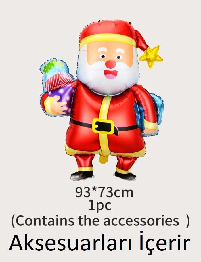 Yılbaşı - Noel Baba Büyük Boy Balonu 93CM-Dinossi