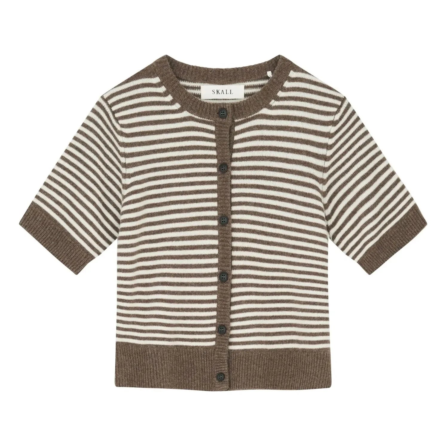 Skall Studio - Carmine Stripes Merinowolle Cardigan | Braun