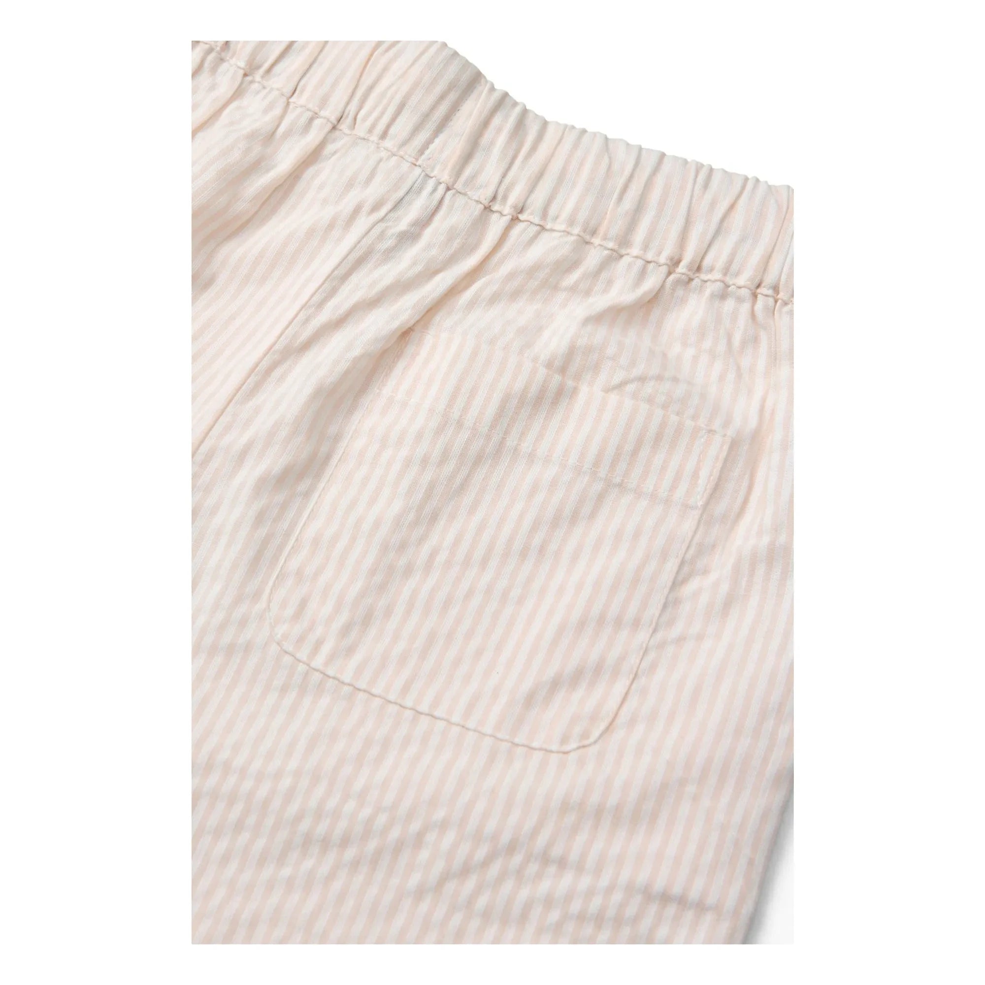 Copenhagen Colors - Organic Cotton Seersucker Striped Lace-Up Trousers | Pale Pink