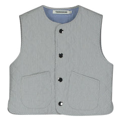 Tangerine - Striped Sleeveless Jacket | Light Grey