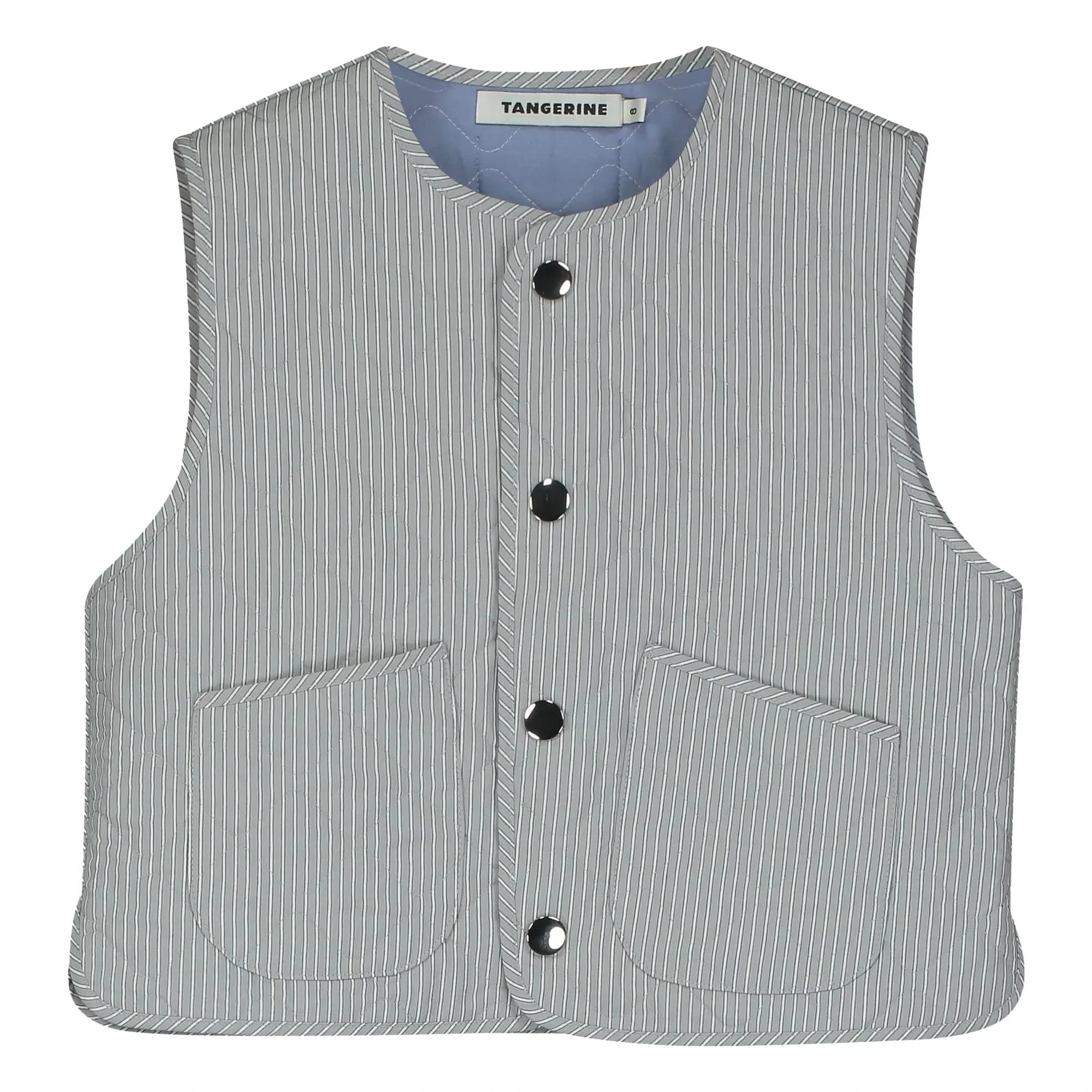 Tangerine - Striped Sleeveless Jacket | Light Grey