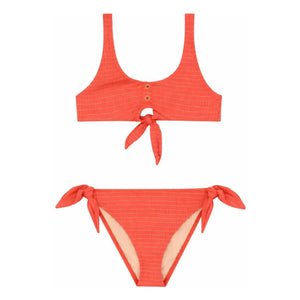 Lison Paris - Calypso 2-teiliger gebundener Metallic-Badeanzug | Koralle